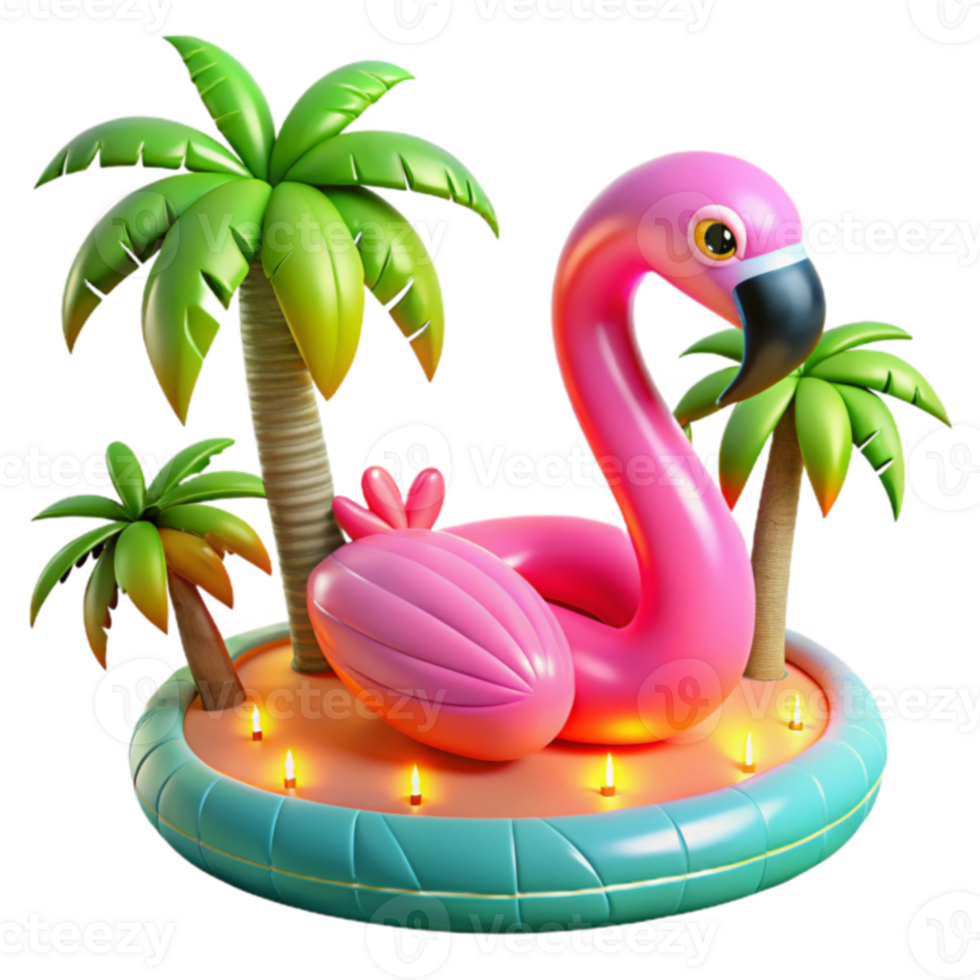 Tropical Flamingo Float Summer Fun in Paradise png