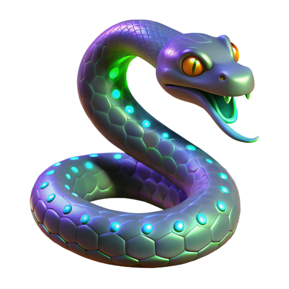 serene minimalist Glowing 3D Snake Illustration exclusive png
