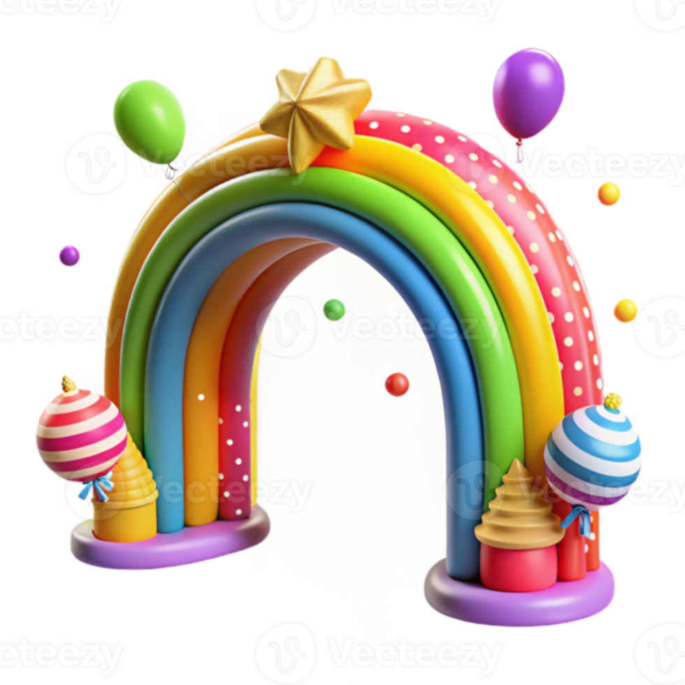 Rainbow Archway Festive Balloons, Candy, and Star png