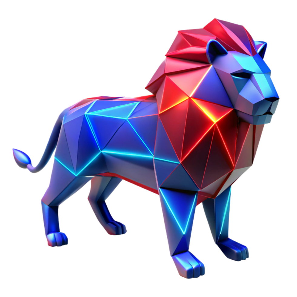 extraordinary creative Neon Lion 3D Render genuine png