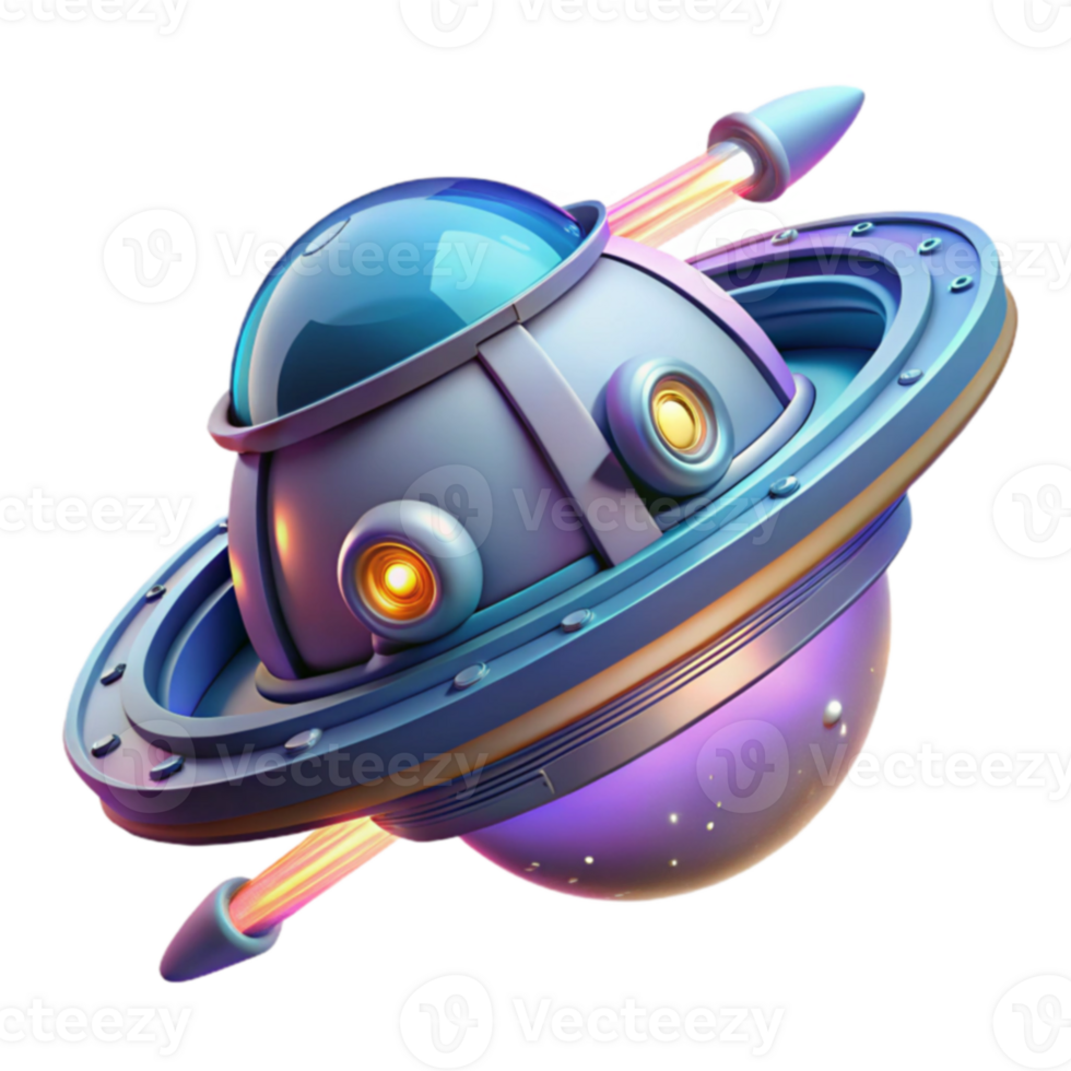 Futuristic Spaceship 3D Render of a Colorful Cosmic Craft png