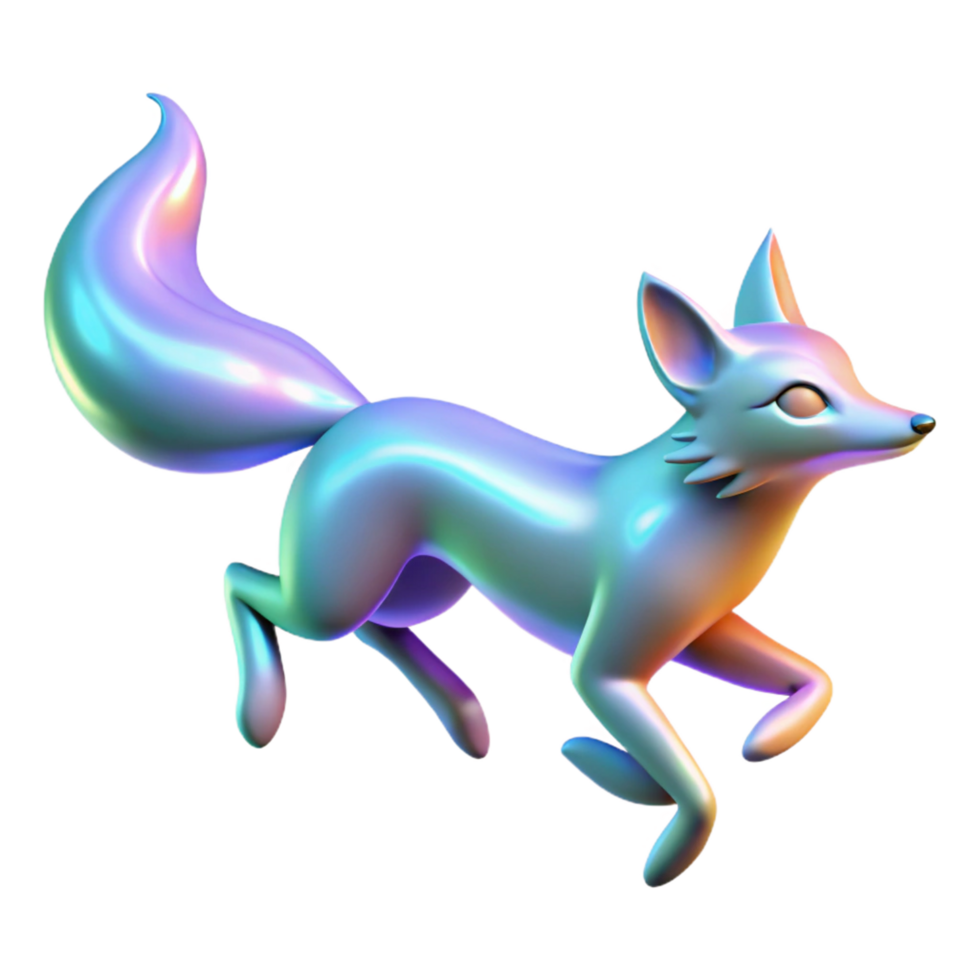 wonderful contemporary Iridescent Fox 3D Render high resolution png