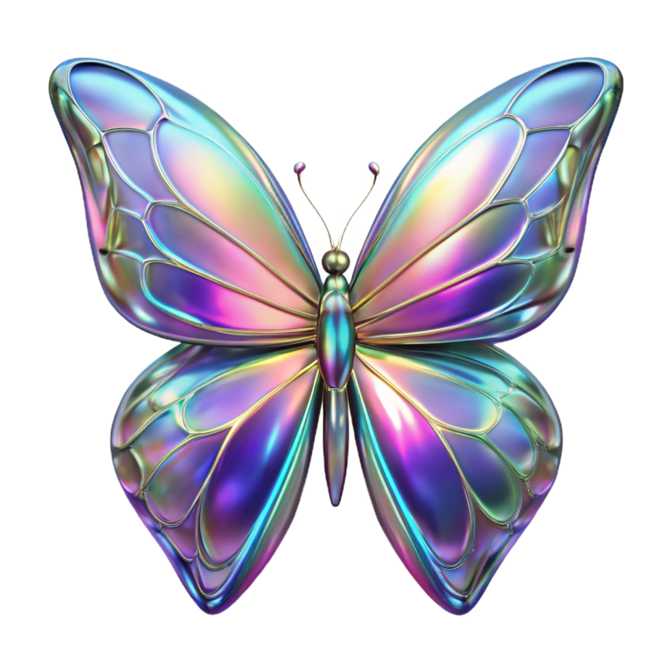 vibrant artistic Iridescent Butterfly 3D Render authentic png