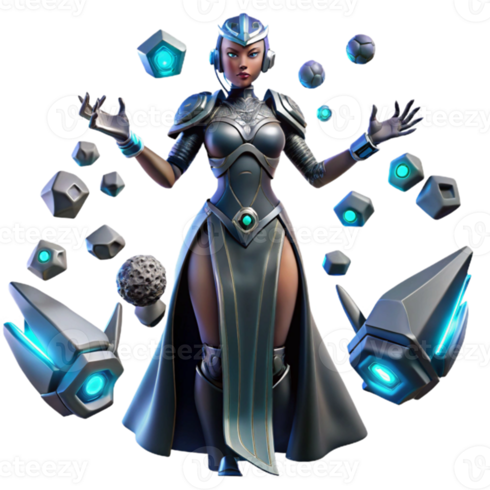 Sci-Fi Sorceress Master of Celestial Stones png