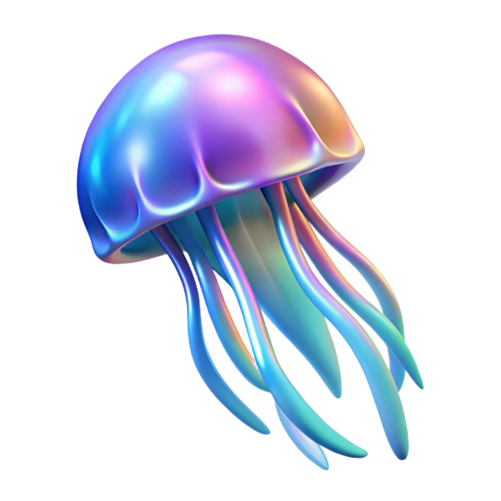 dramatic abstract Iridescent Jellyfish 3D Render authentic png