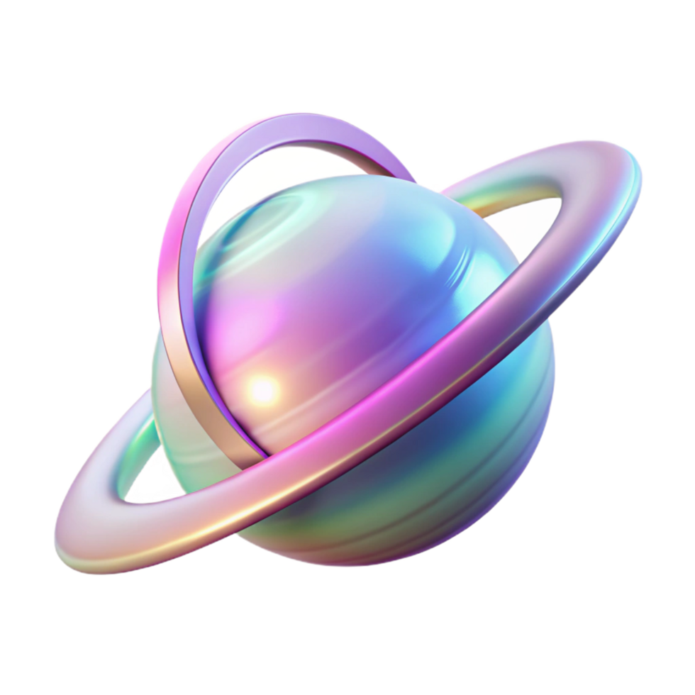 beautiful modern Iridescent 3D Planet Render genuine png