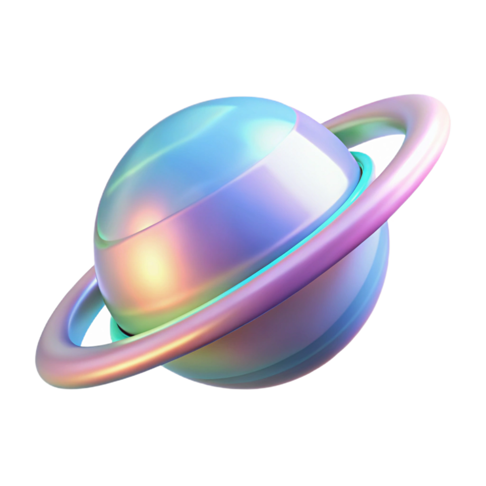 extraordinary abstract Iridescent Planet 3D Render genuine png