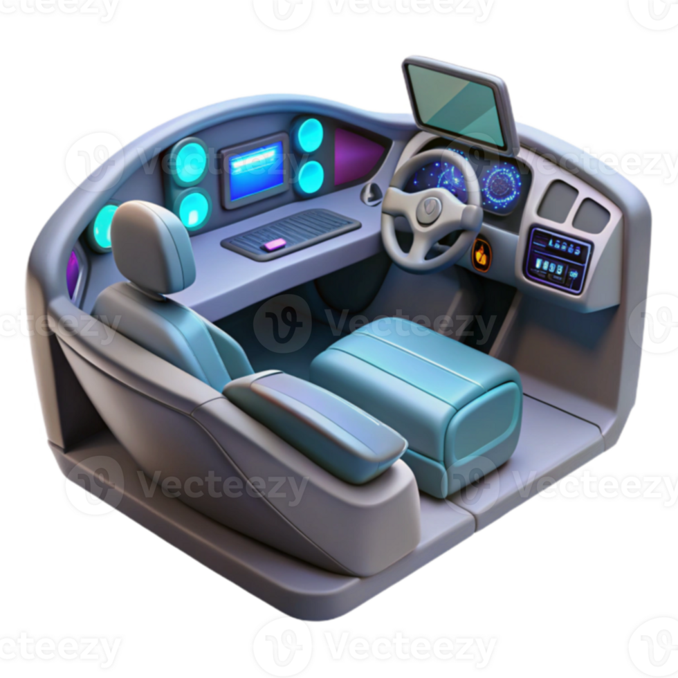 Futuristic Vehicle Interior 3D Model of a Modern Car Cockpit png
