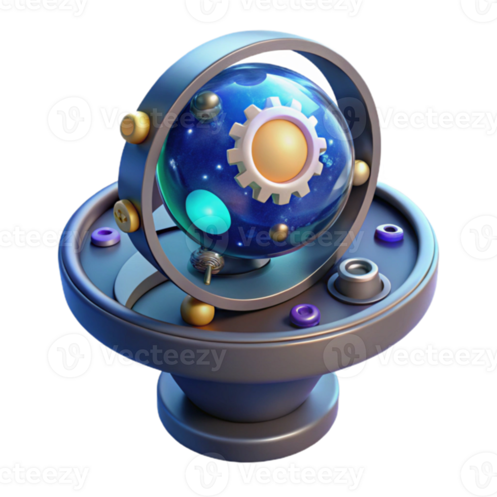 Celestial Gearwork A 3D Render of a Cosmic Orb png