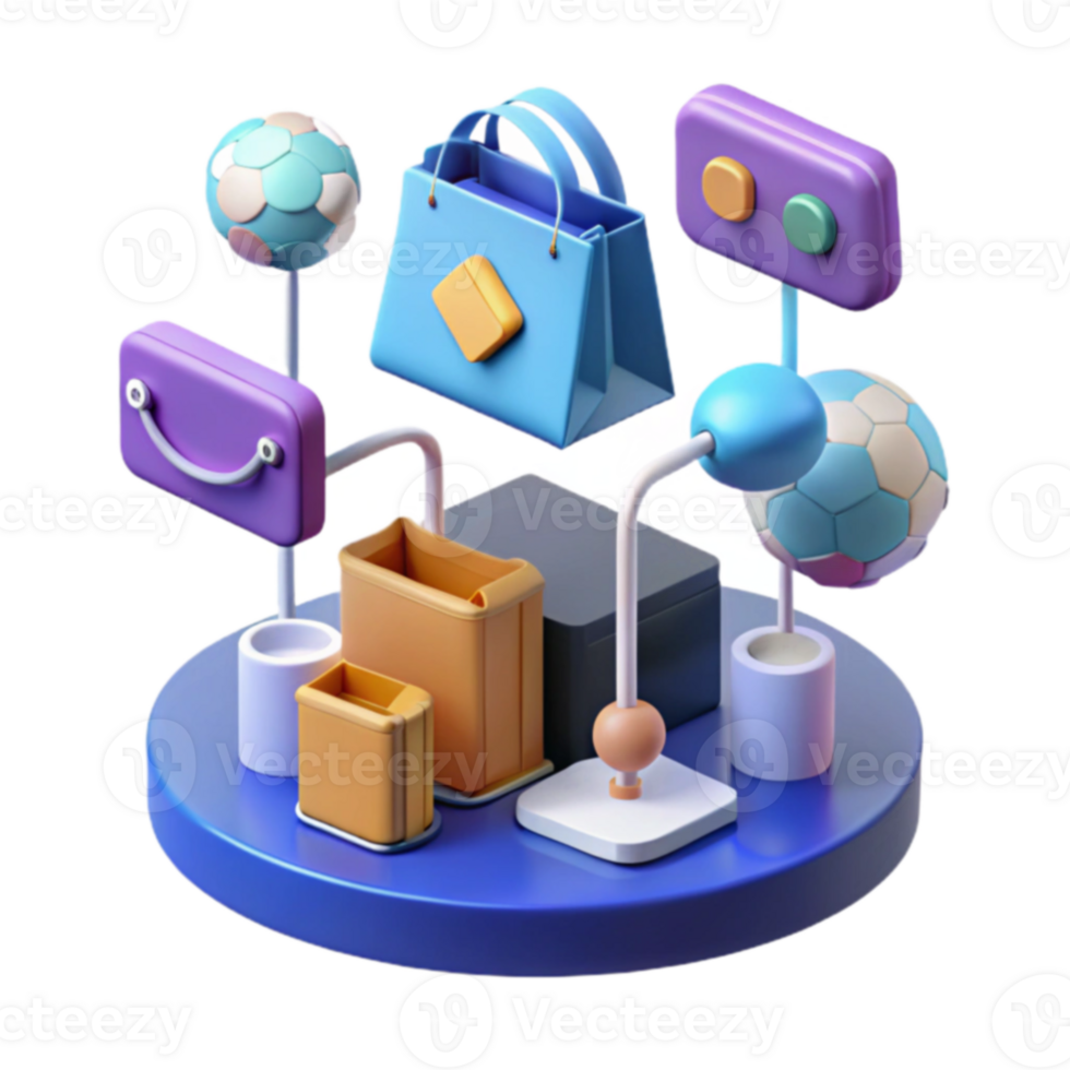 Online Shopping 3D Isometric Illustration of E-commerce png