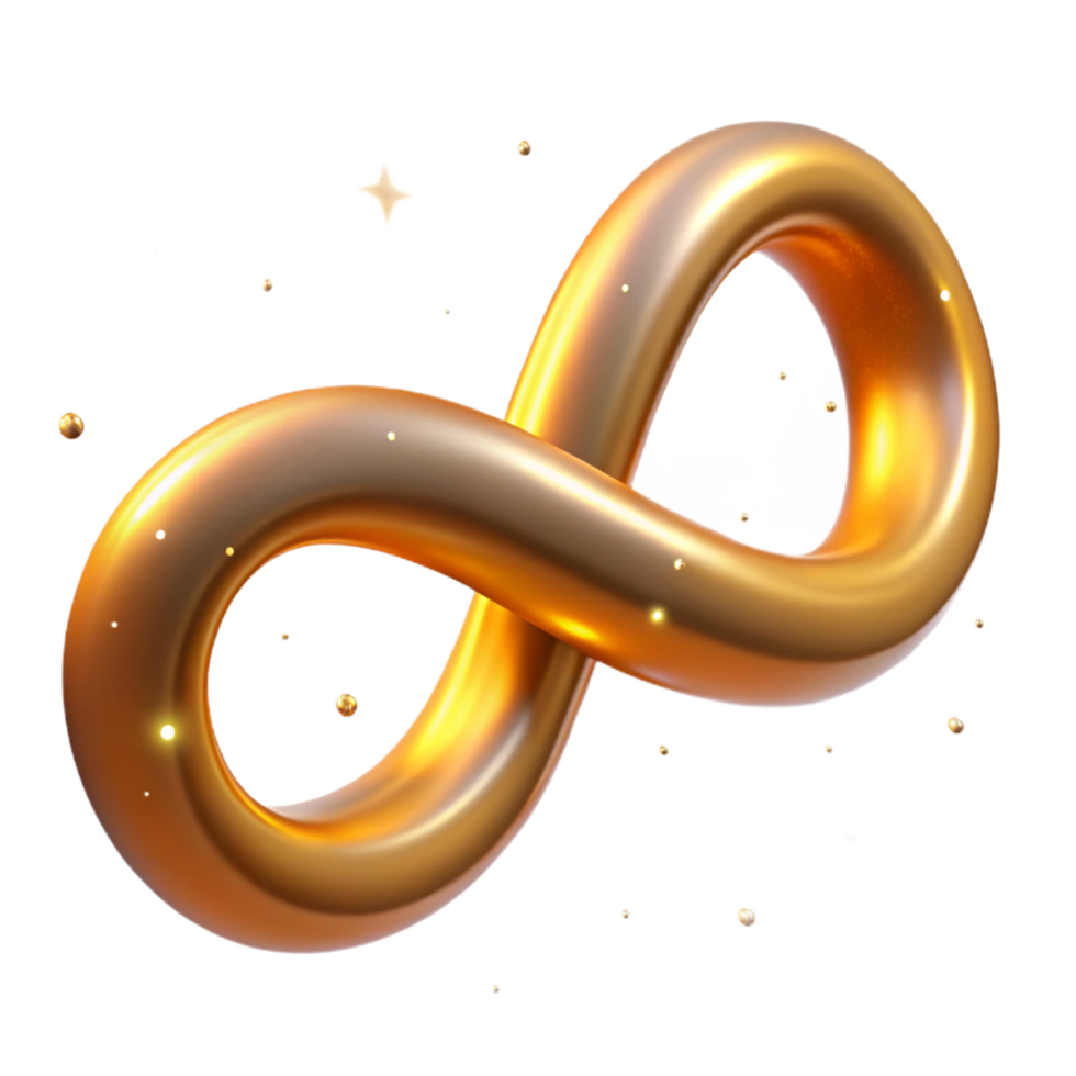 serene vintage Golden Infinity 3D Render authentic png