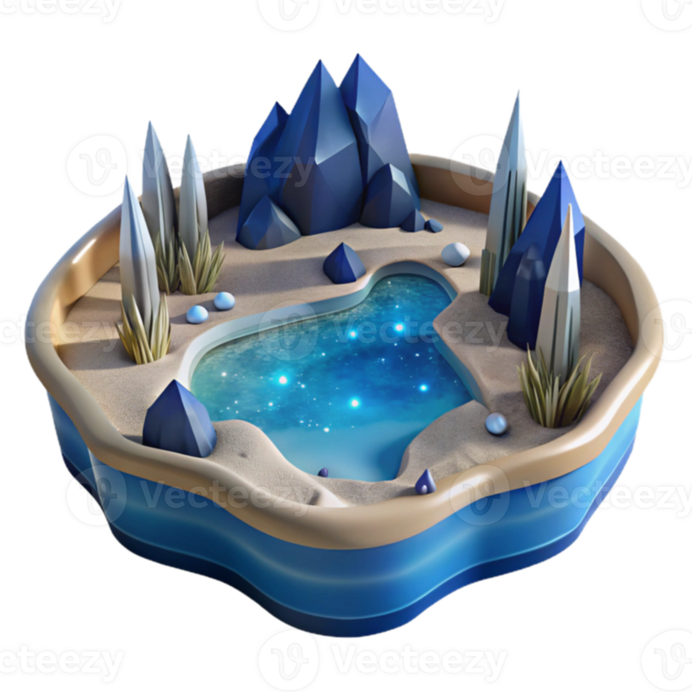 Enchanted Oasis 3D Render of Fantasy Landscape png