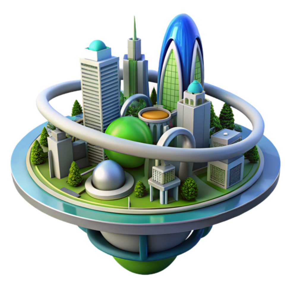 Futuristic Cityscape Sustainable Urban Design Concept png