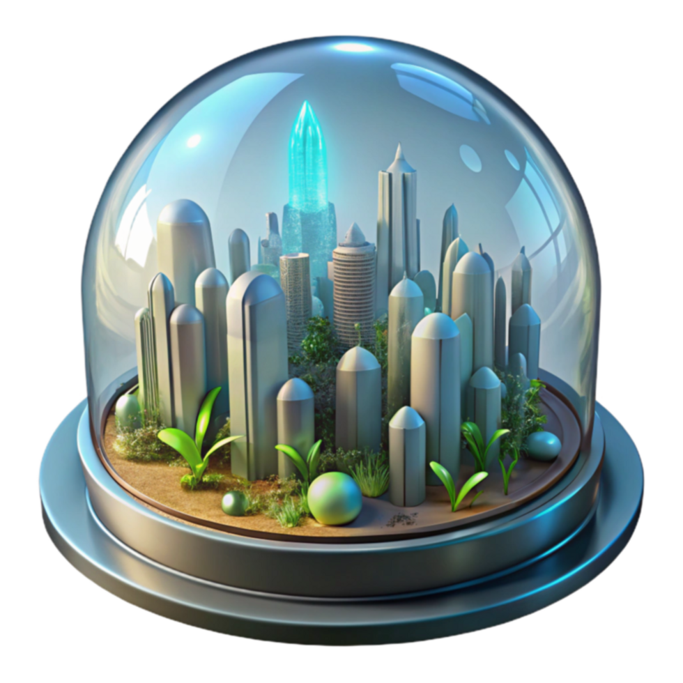 Eco-City Under Glass A Sustainable Urban Future png