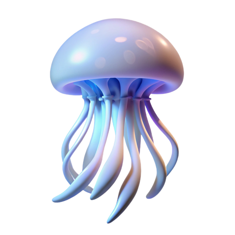 elegant rustic 3D Render of a Bio Luminescent Jellyfish 4K png