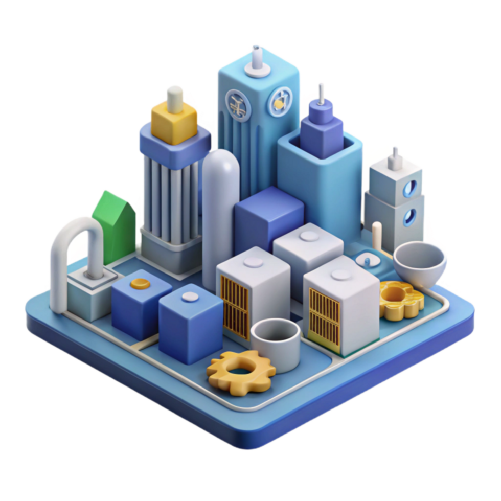 Isometric Cityscape Urban Infrastructure, 3D Model, Buildings, Technology, Design, Architecture, Abstract, City, Industrial, Modern png