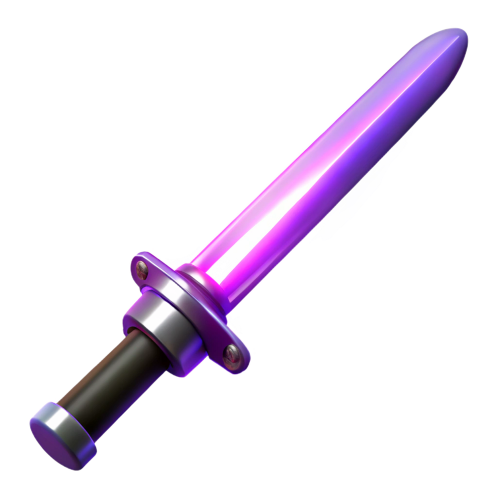 vibrant minimalist Glowing Purple 3D Sword Illustration authentic png