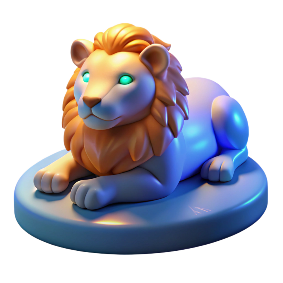 elegant traditional Cute Cartoon Lion 3D Render high quality png
