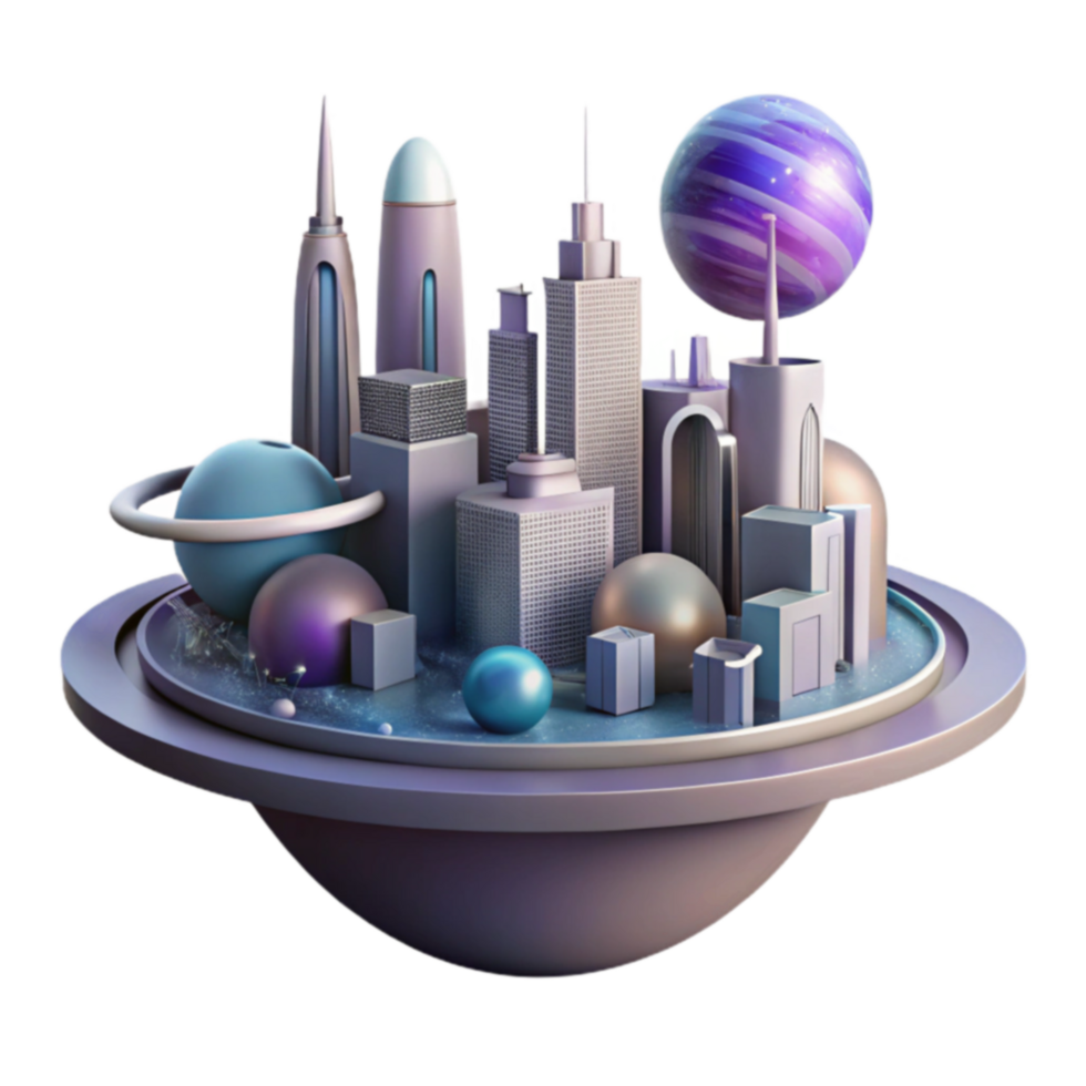 Futuristic Cityscape A 3D Render of a Utopian City on a Planet png