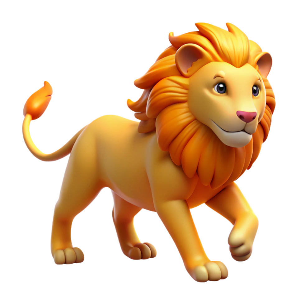 wonderful abstract Cute 3D Cartoon Lion Illustration 4K png