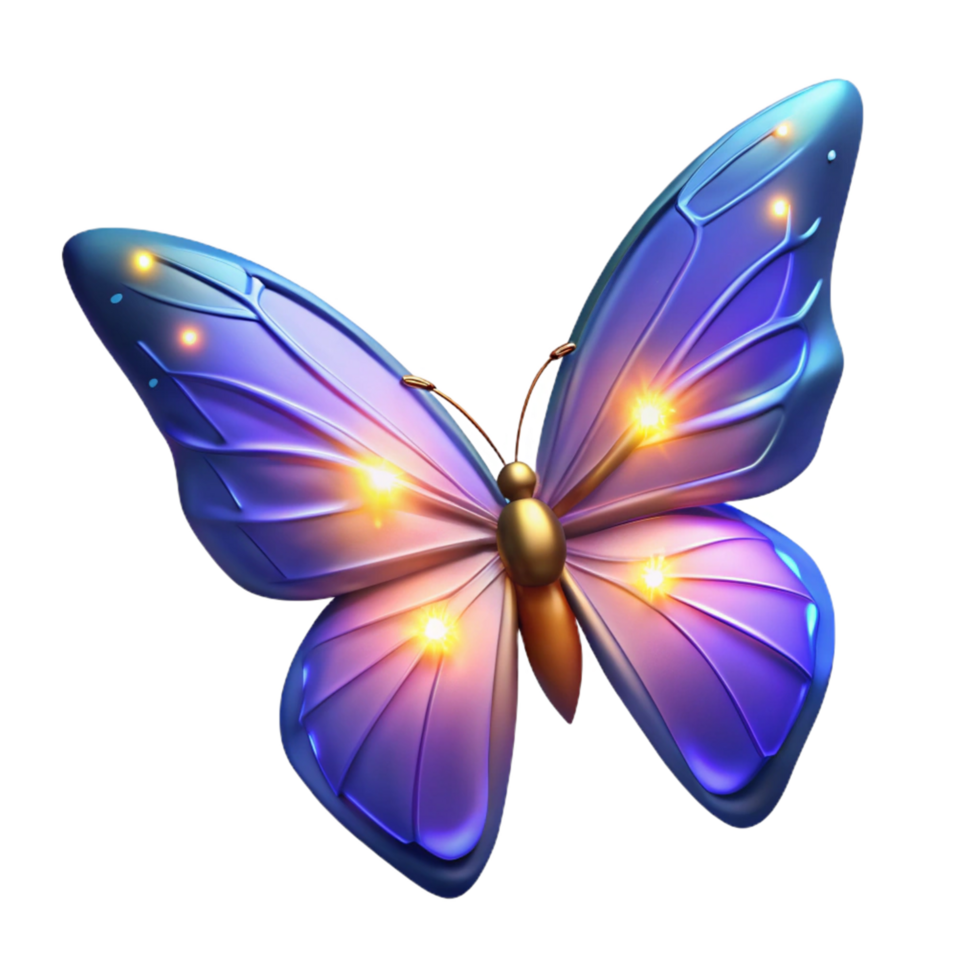 wonderful creative Luminous Butterfly 3D Render detailed png