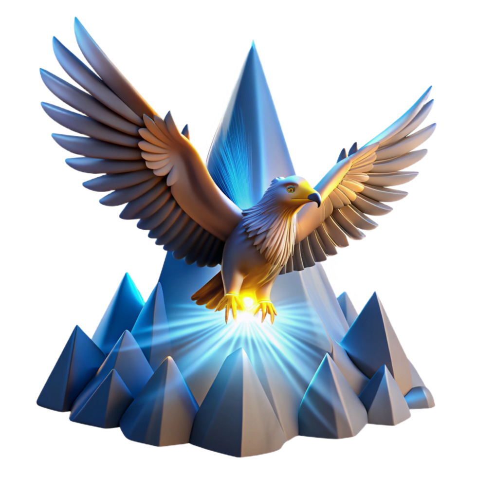 elegant traditional Majestic Eagle 3D Illustration high resolution png