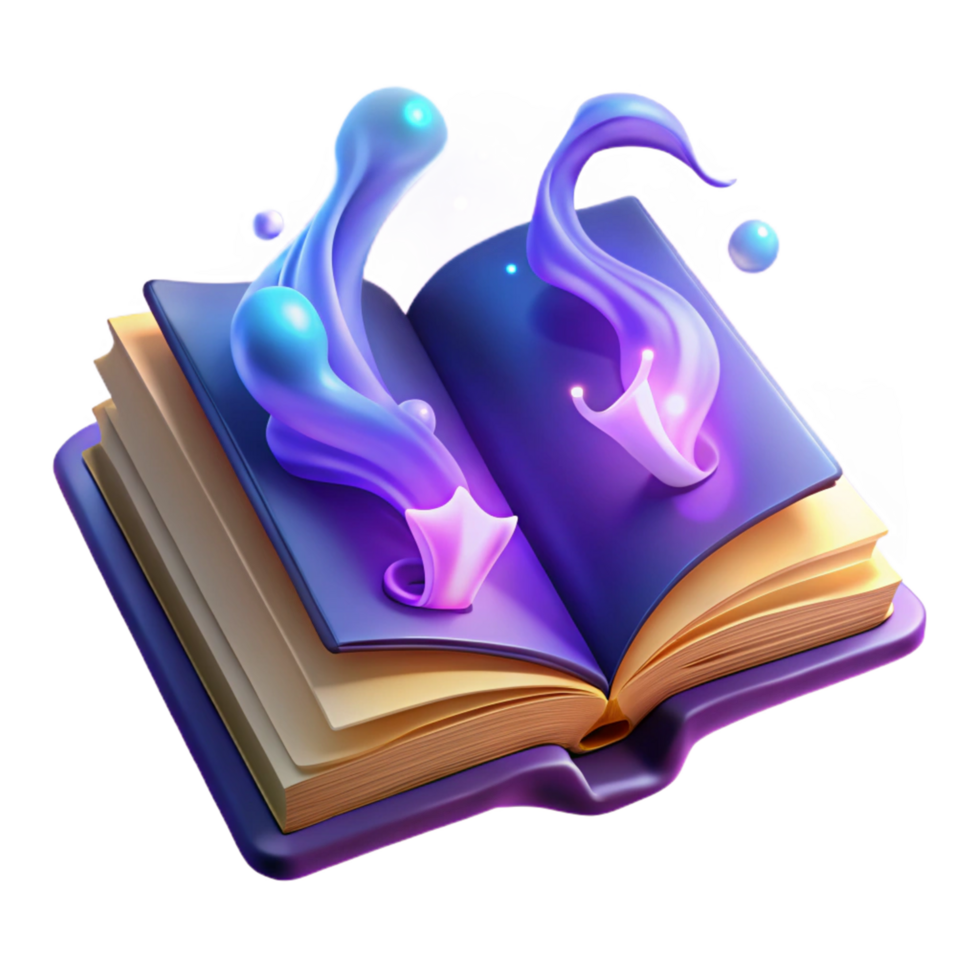 magnificent traditional Magical Book 3D Illustration premium png