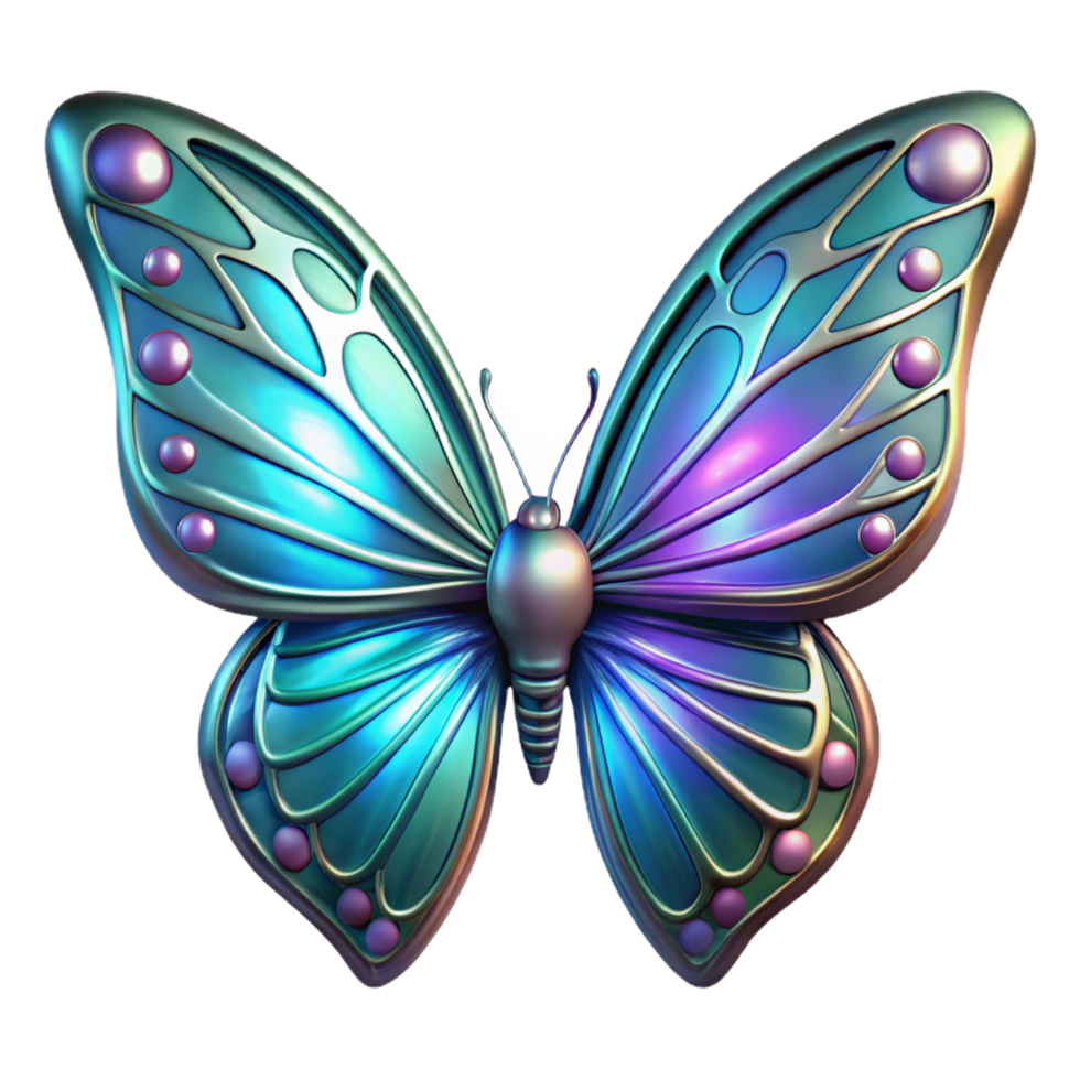 impressive abstract Iridescent 3D Butterfly Illustration premium png