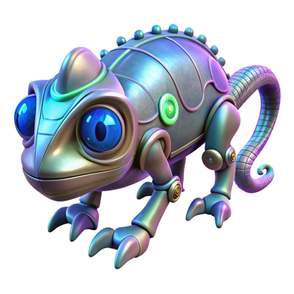 wonderful modern 3D Render of a Robotic Chameleon premium png