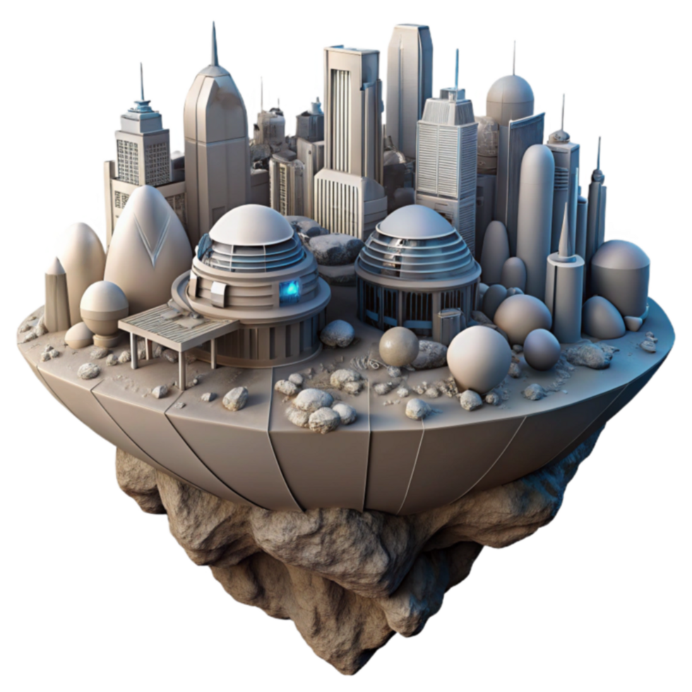 Futuristic Floating City A 3D Render of an Imaginary Metropolis png