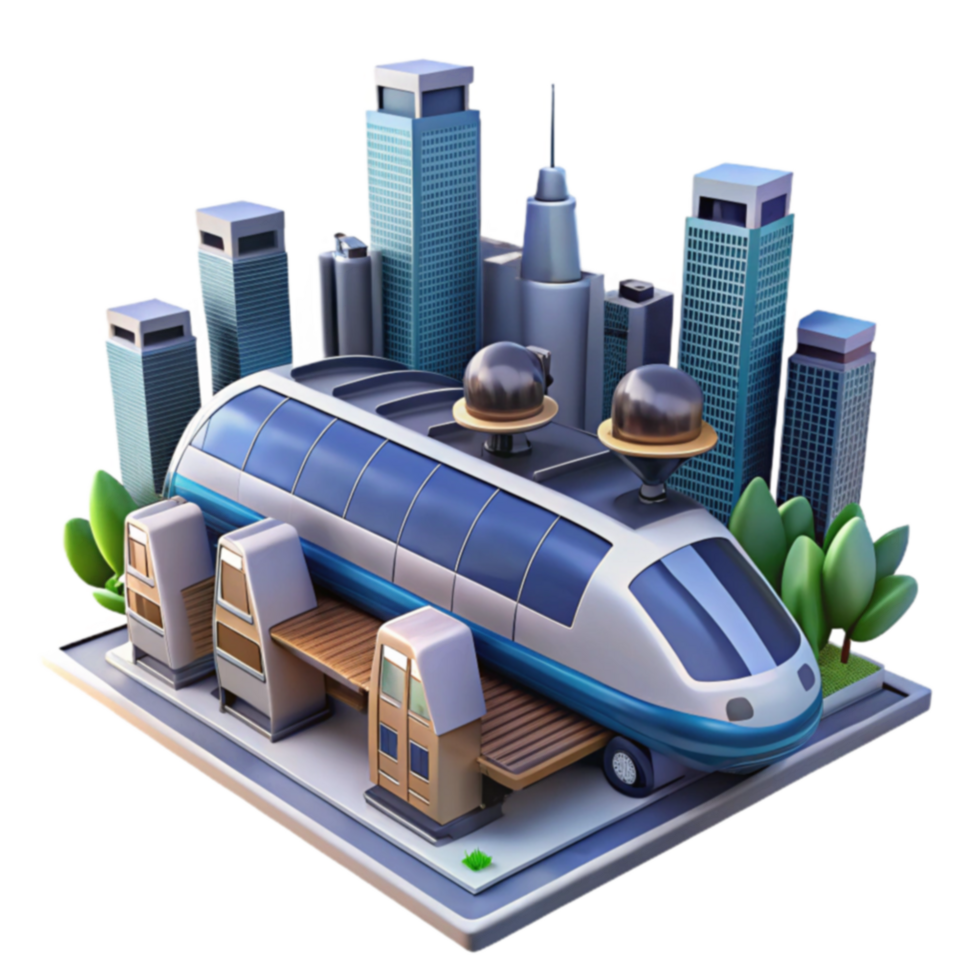 Futuristic City Transit High-Speed Train System png