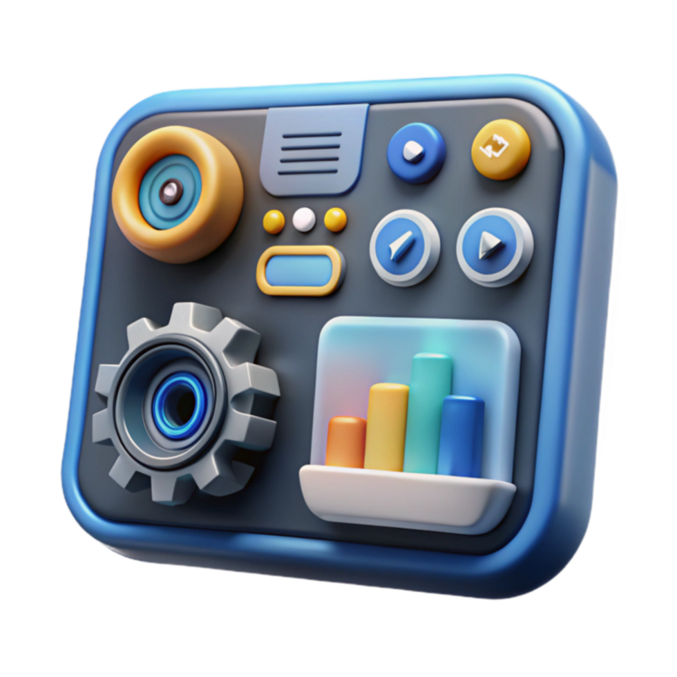 Data Control Panel 3D App Interface Design png