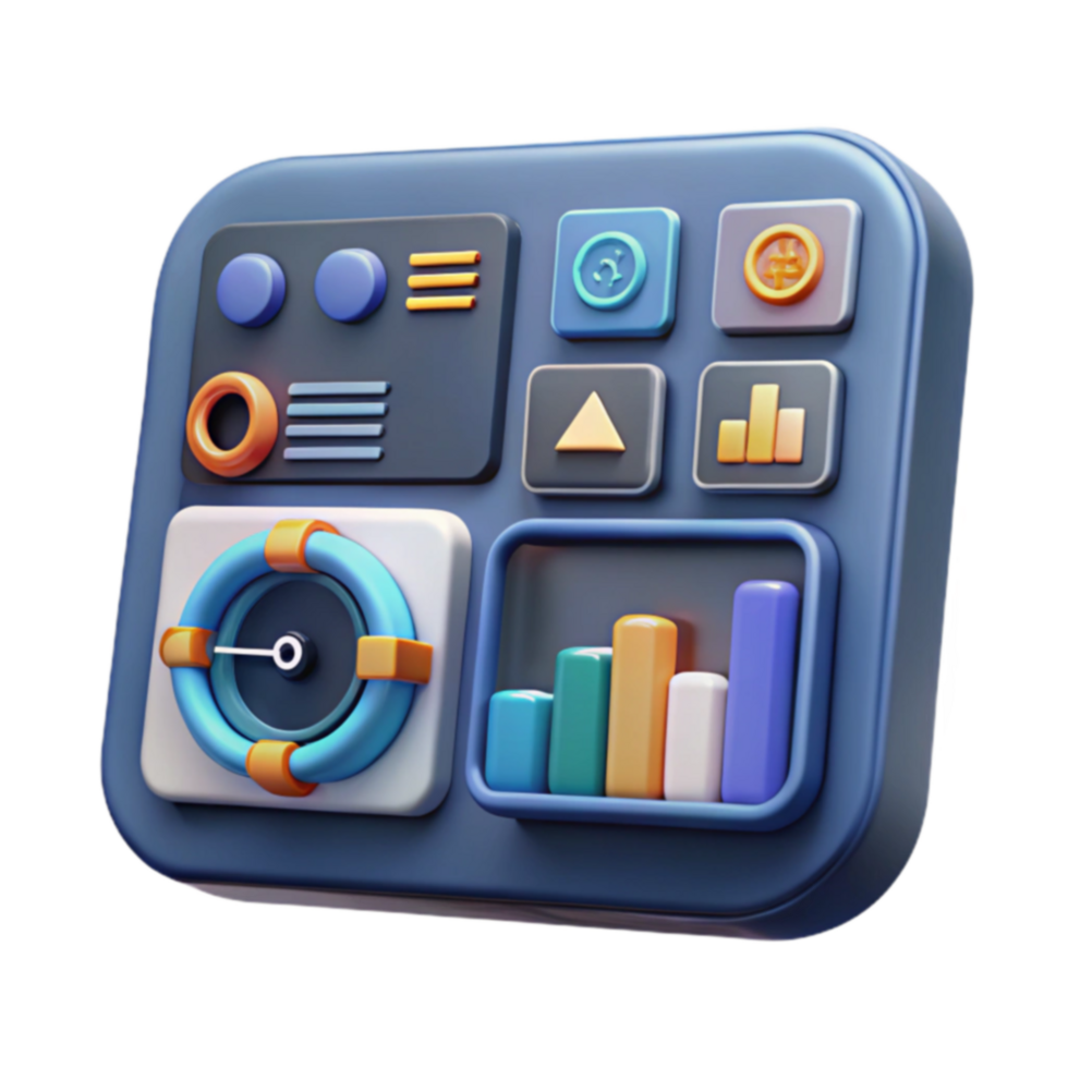 3D App Interface Data Analytics Dashboard png
