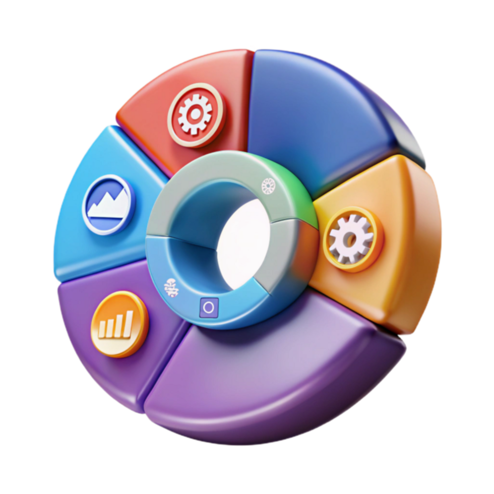 Data Visualization Colorful Segmented Chart with Icons png