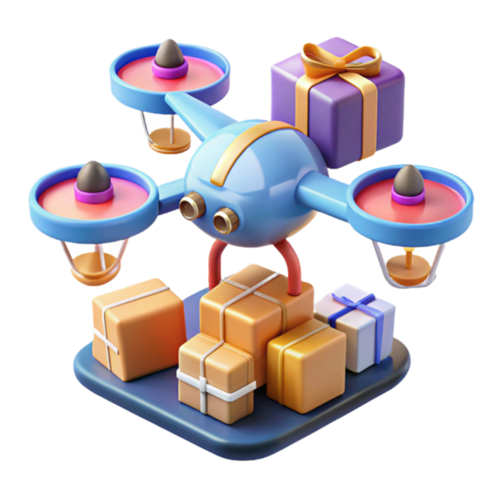 Drone Delivery Efficient Package Gift Transport png