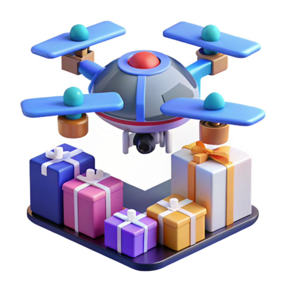 Drone Delivery of Gifts A Futuristic Approach to Present Giving png