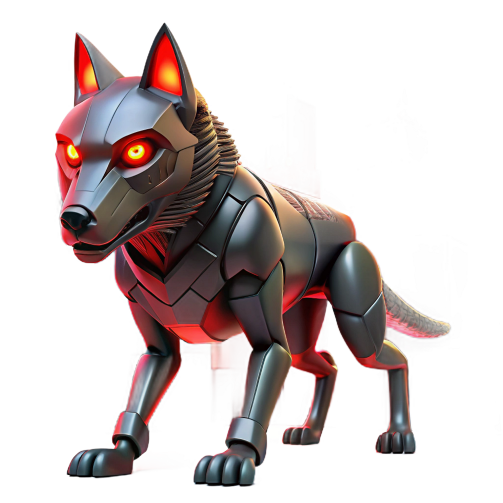 impressive abstract Robotic Wolf 3D Render detailed png