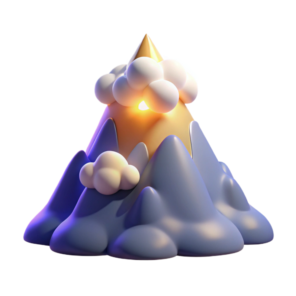 stunning rustic 3D Cartoon Mountain Illustration high resolution png