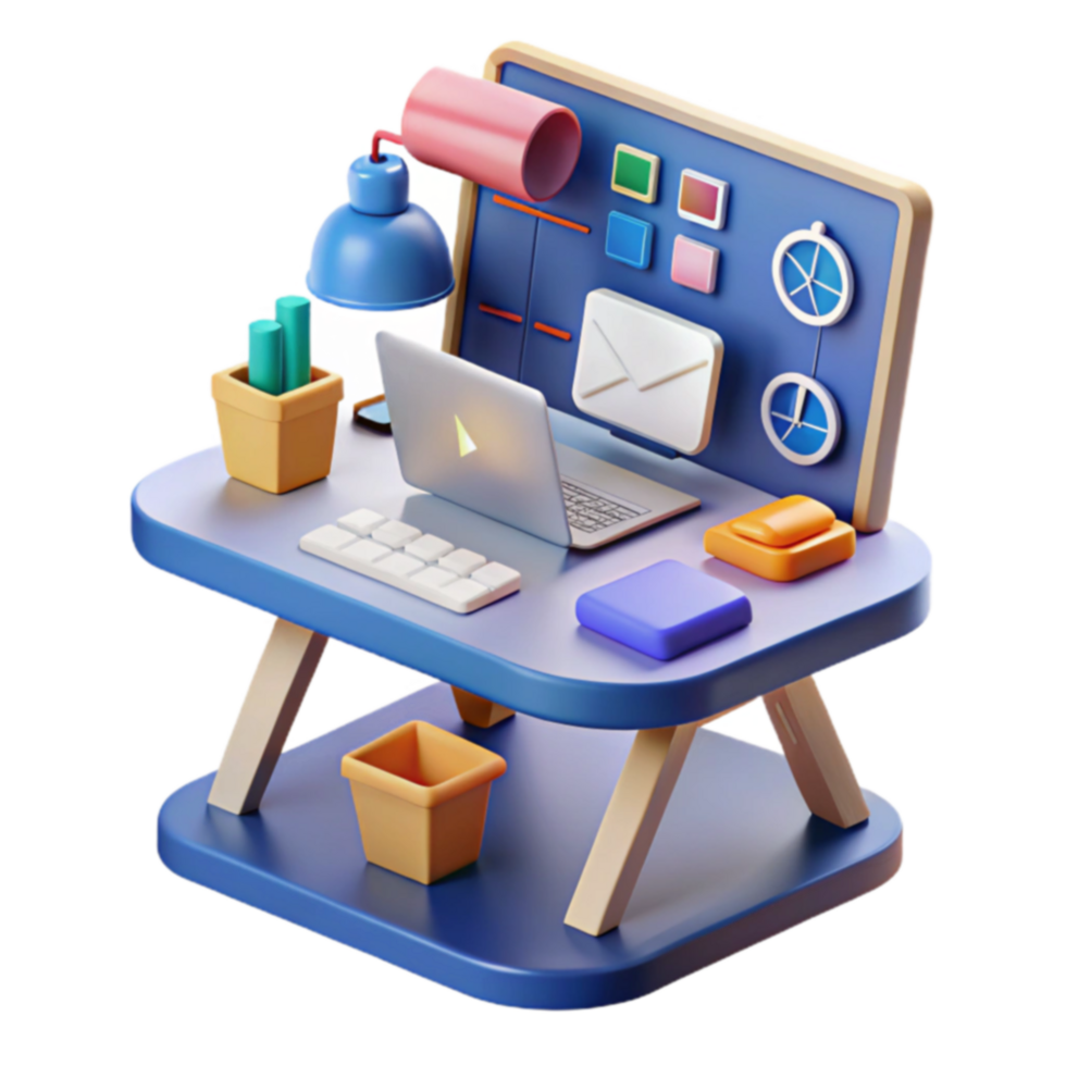 Modern Workspace Setup Productivity Desk Essentials png