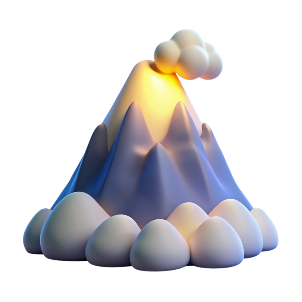 extraordinary abstract Cartoon Volcano 3D Render detailed png