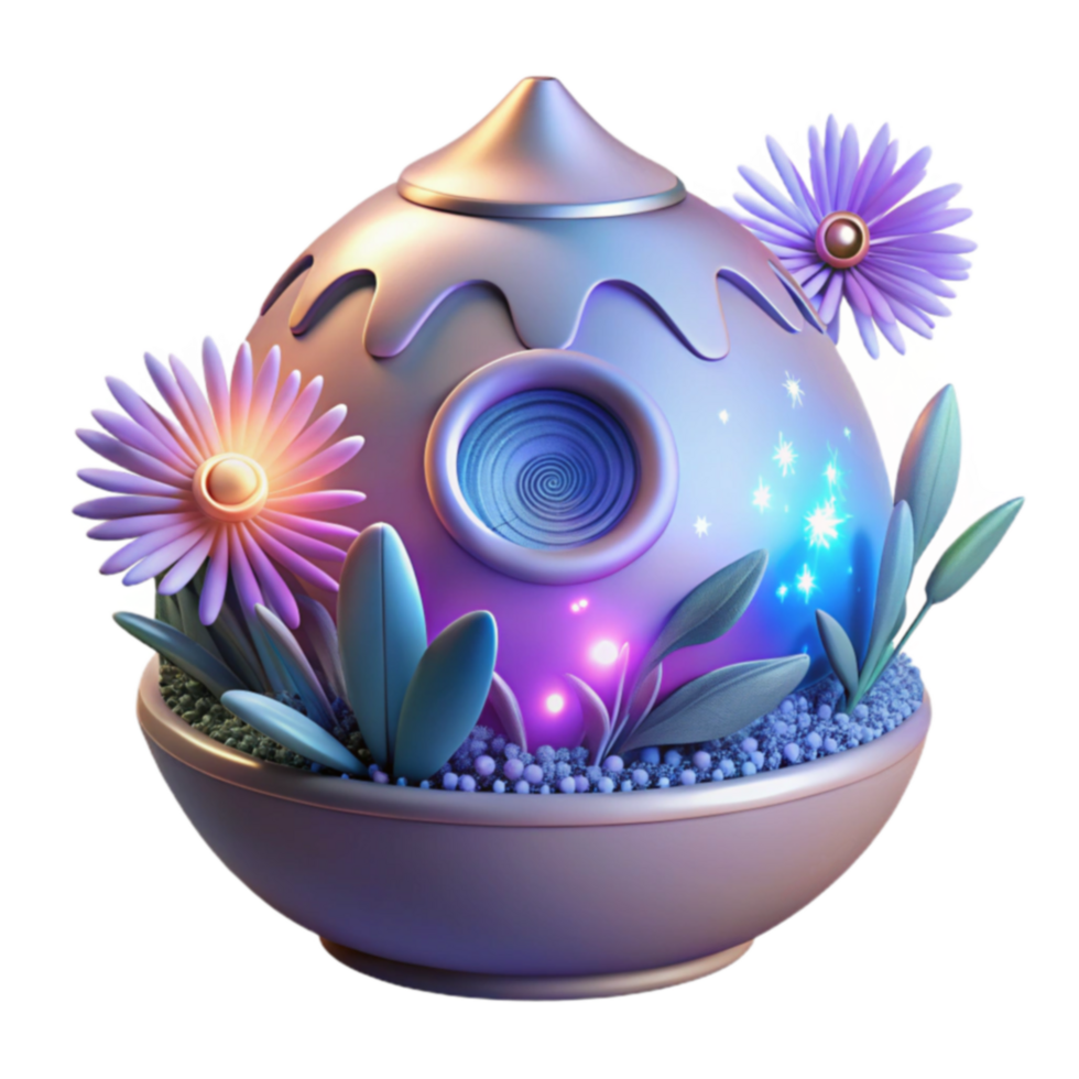 Enchanted Dome Planter 3D Render of Magical Flower Pot png