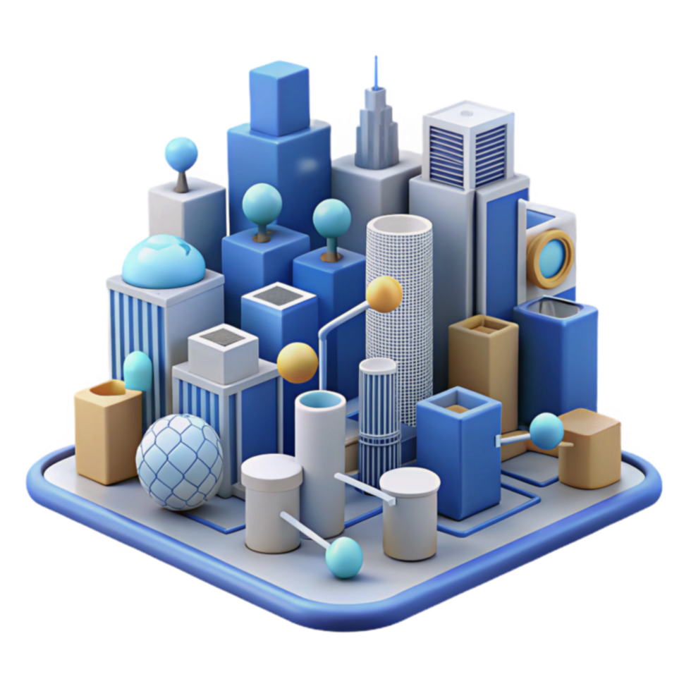 Abstract Cityscape 3D Model of Urban Structures png