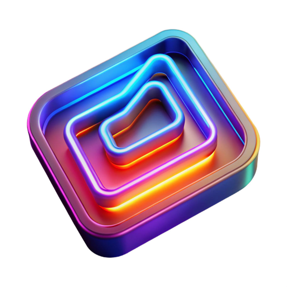 serene modern Neon Glow 3D Abstract Background authentic png