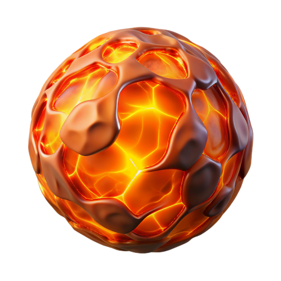 beautiful abstract Glowing Lava Sphere 3D Render original png