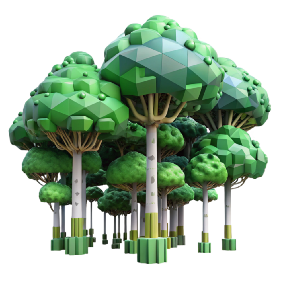 Low Poly Forest A 3D Render of Geometric Trees png