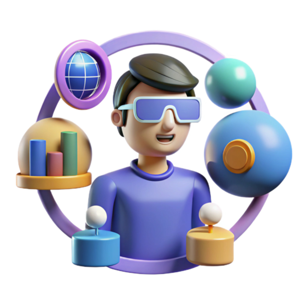 3D Avatar Global Data Visualization in Virtual Reality png