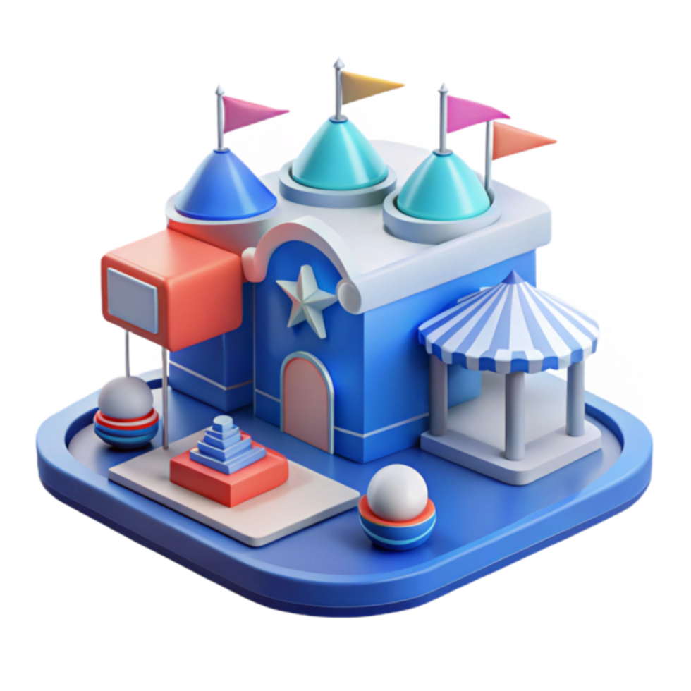 Fun Fair 3D Model Amusement Park, Cartoon, Playful png