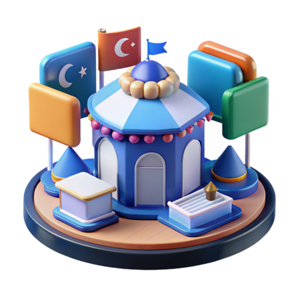 Festival Booth 3D Model Colorful Carnival Design png