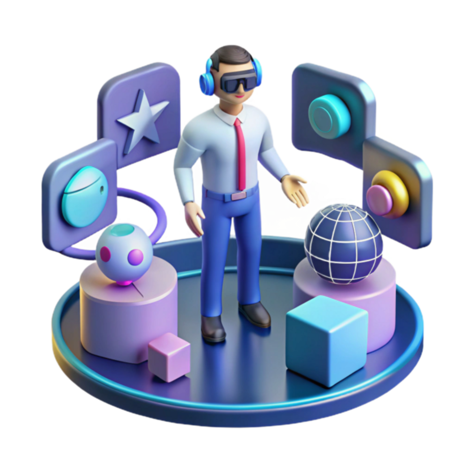 Virtual Reality User Interface Design 3D Metaverse Experience png