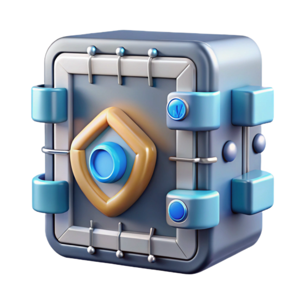 Secure Digital Vault 3D Render of a Safe png
